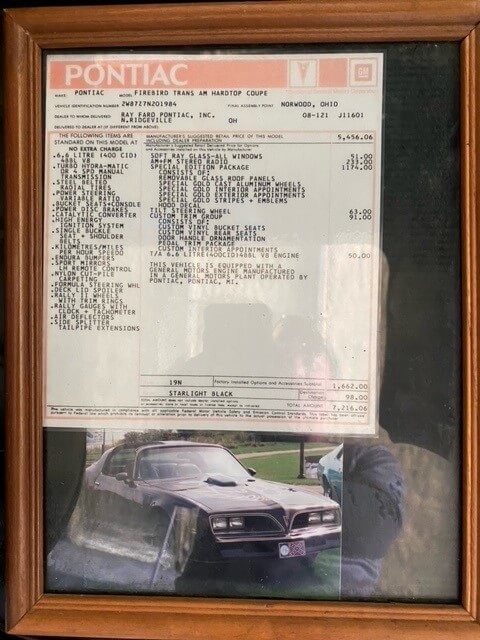 1977 Pontiac Trans-am Y82 autographed by Burt Reynolds