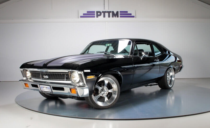 Chevy Nova SS Pro Touring for sale at PTTM Cars, European classic American car dealership - high-performance, fully restored muscle car with modern upgrades, perfect for collectors and enthusiasts.